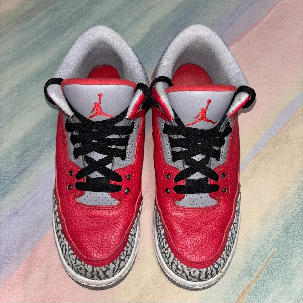 Nike Air Jordan 3 Retro SE (GS) ‘Unite’ Fire Red Cement Grey CQ0488-600 Size 7Y